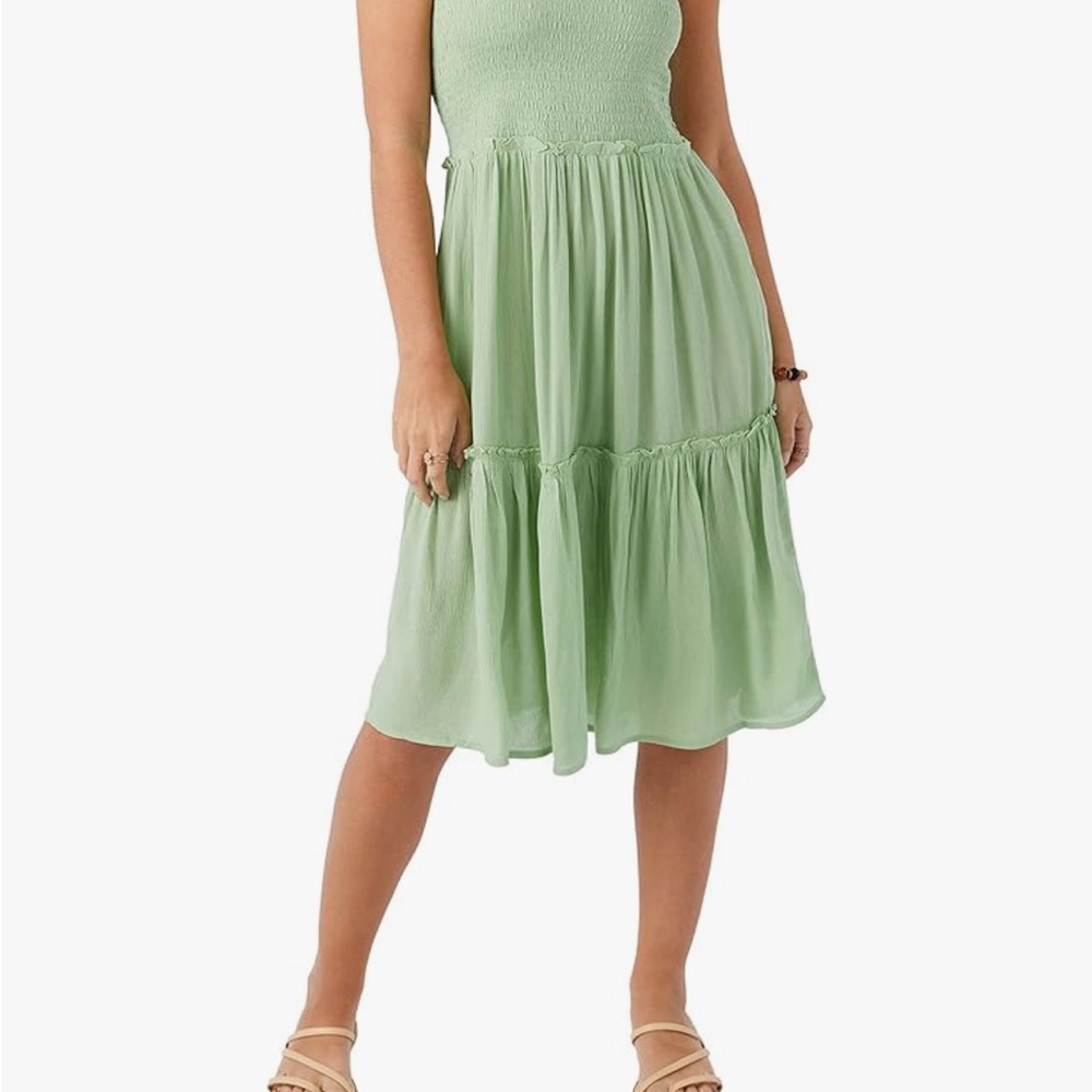 O'Neill Women’s Ruched Tiered Oasis Suzette Midi skirt Light Green